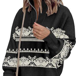Womens‎ Sweaters Casual Zipper Neck Knit Tops
